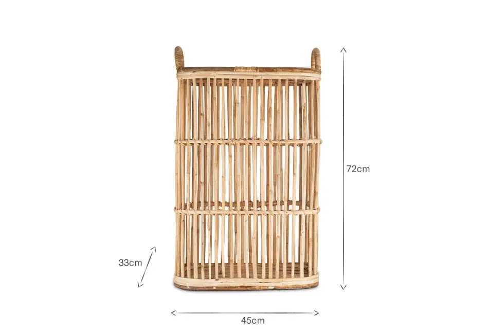 Rammi Rattan Tall Laundry Basket - Natural