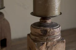 Rana Reclaimed Candle Holder - Reclaimed Wood & Iron