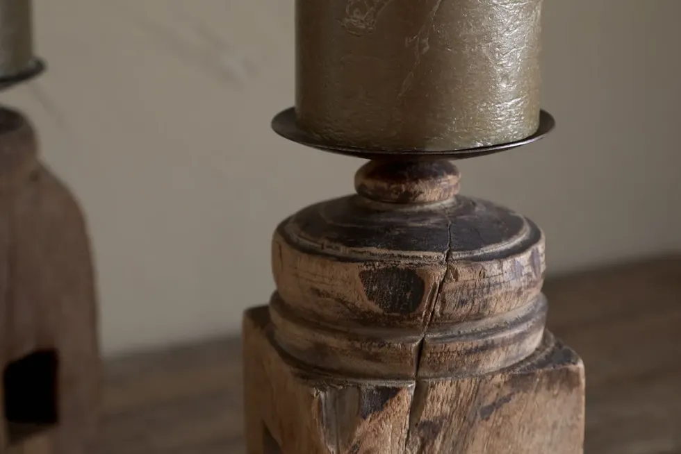 Rana Reclaimed Candle Holder - Reclaimed Wood & Iron