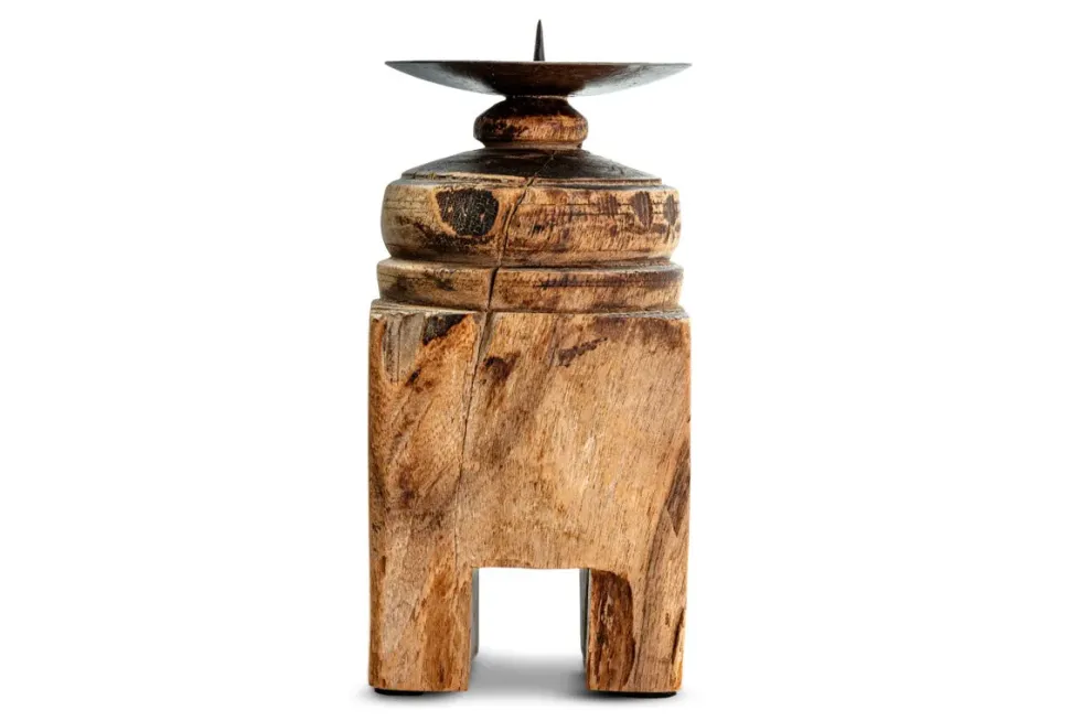 Rana Reclaimed Candle Holder - Reclaimed Wood & Iron