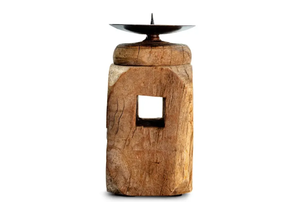 Rana Reclaimed Candle Holder - Reclaimed Wood & Iron