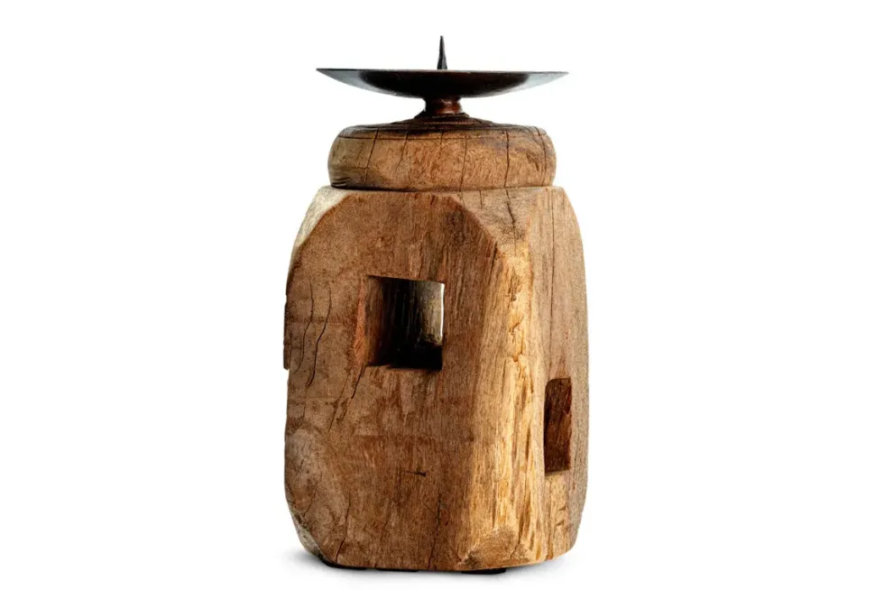 Rana Reclaimed Candle Holder - Reclaimed Wood & Iron