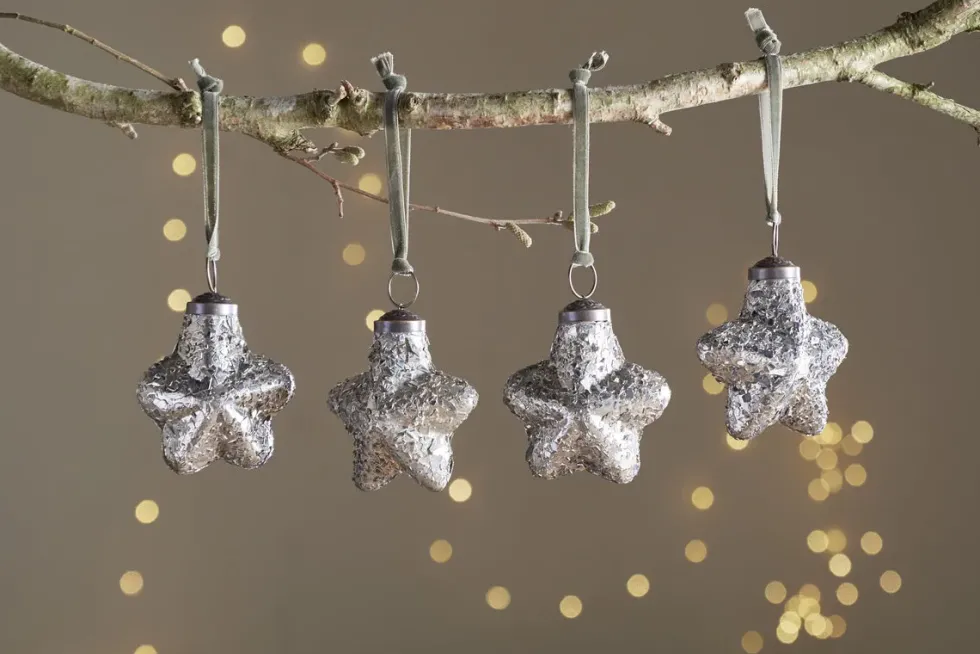 Riyara Bauble - Silver Sparkle - (Set of 4)
