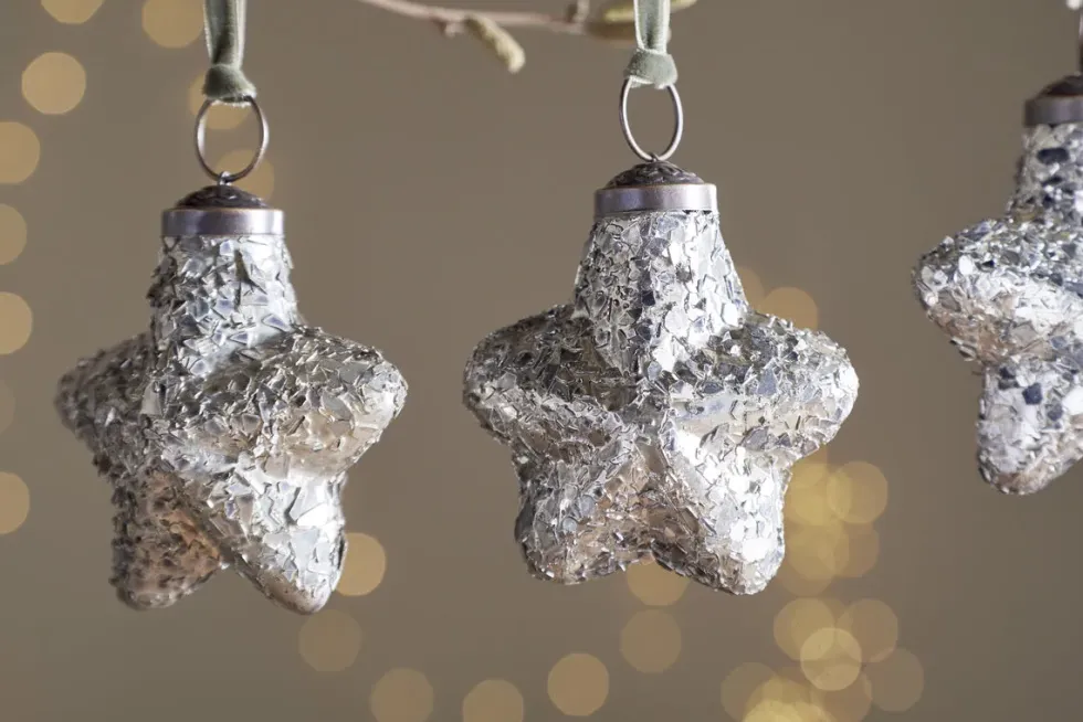 Riyara Bauble - Silver Sparkle - (Set of 4)