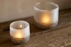 Riyara Recycled Glass Tealight Holder - Silver Sparkle