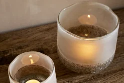 Riyara Recycled Glass Tealight Holder - Silver Sparkle