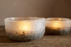 Riyara Recycled Glass Tealights - Silver Sparkle - (Set of 2)