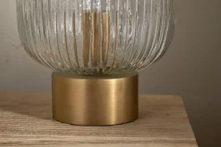 Rizal Fluted Glass Bedside Table Lamp - Antique Brass & Clear