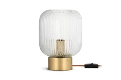 Rizal Fluted Glass Bedside Table Lamp - Antique Brass & Clear