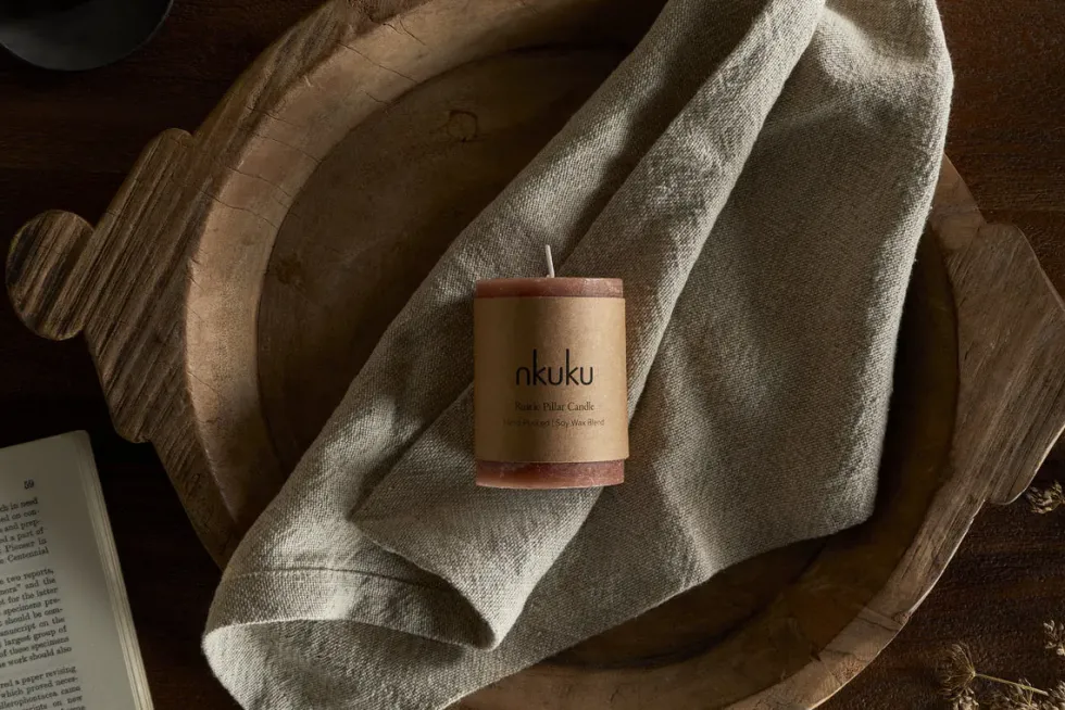 Rustic Soy Blend Mini Pillar Candle - Rust