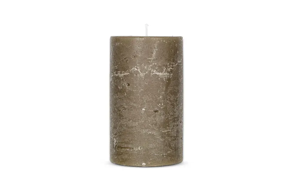 Rustic Soy Blend Pillar Candle - Olive Green - Large