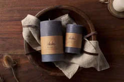 Rustic Soy Blend Pillar Candle - Charcoal - Large