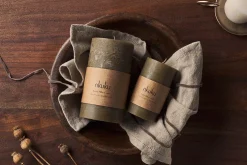 Rustic Soy Blend Pillar Candle - Olive Green - Small