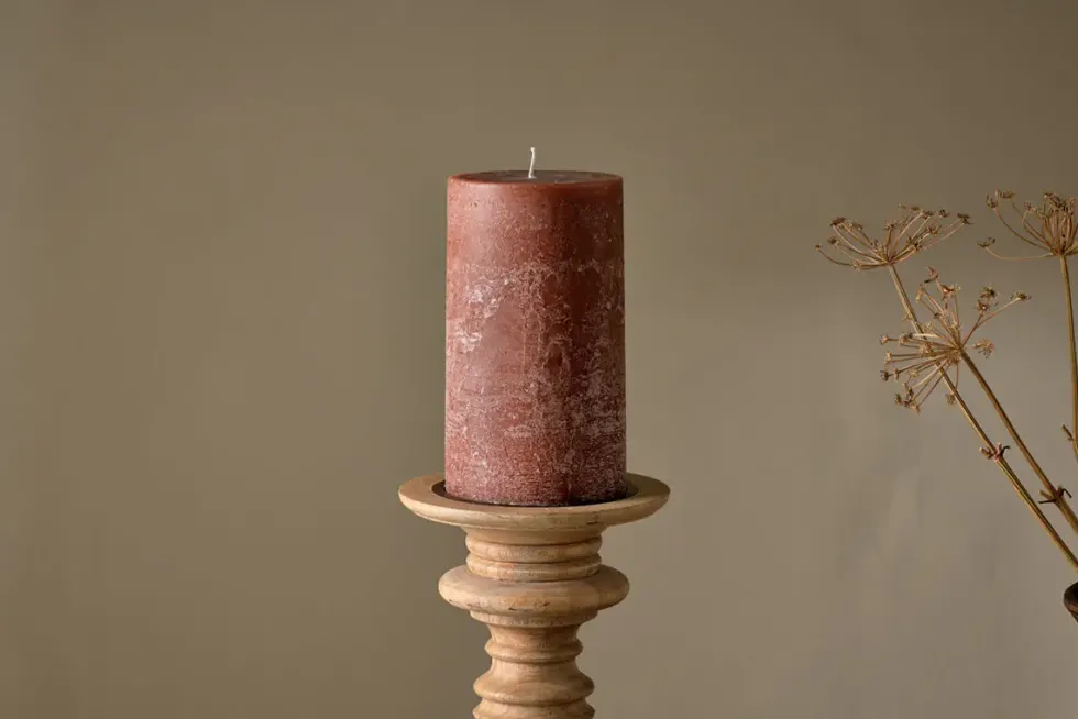 Rustic Soy Blend Pillar Candle - Rust - Large