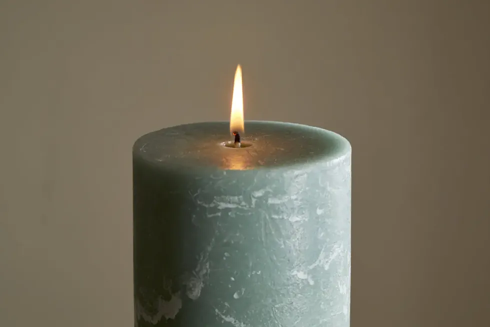 Rustic Soy Blend Pillar Candle - Sage Green - Large