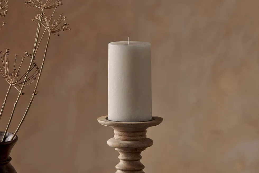 Rustic Soy Blend Pillar Candle - White - Large