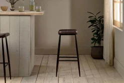 Samaira Leather Counter Stool - Dark Brown