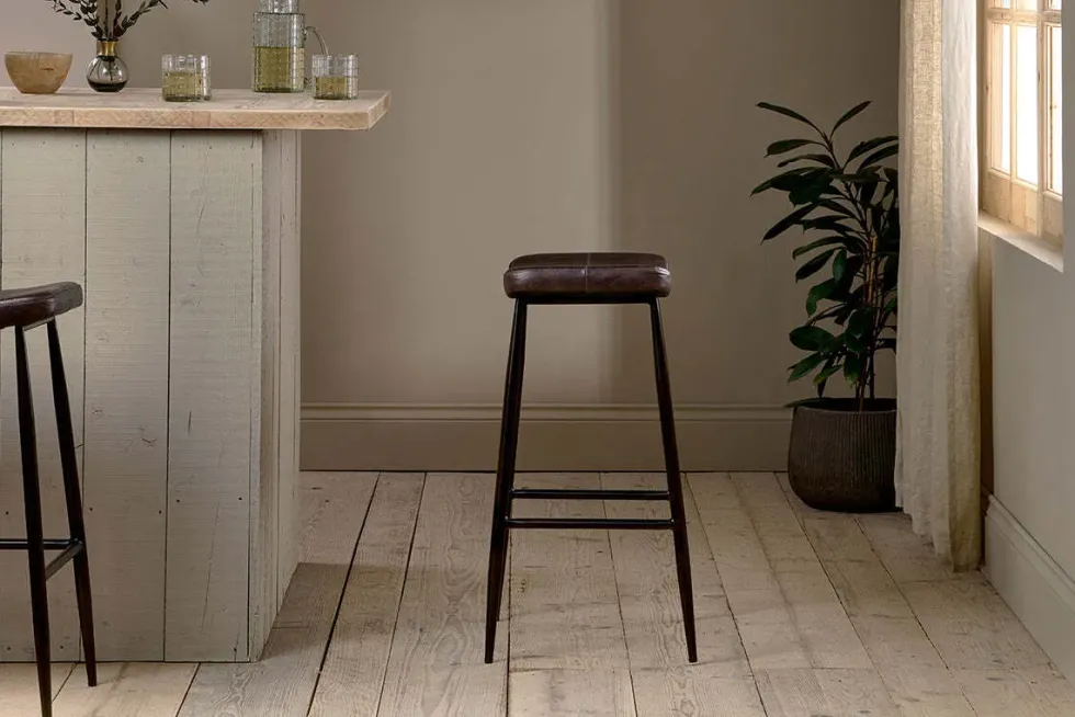 Samaira Leather Counter Stool - Dark Brown