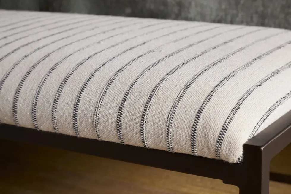 Sanja Cotton Upholstered Bench - Charcoal & Natural