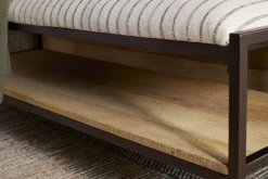 Sanja Cotton Upholstered Bench - Charcoal & Natural