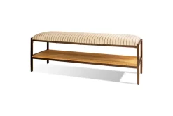 Sanja Cotton Upholstered Bench - Charcoal & Natural