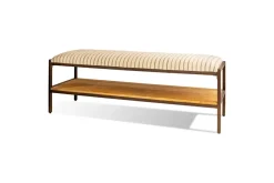 Sanja Cotton Upholstered Bench - Charcoal & Natural