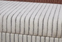 Sanja Stripe Cotton & Linen Upholstered Storage Bench - Grey