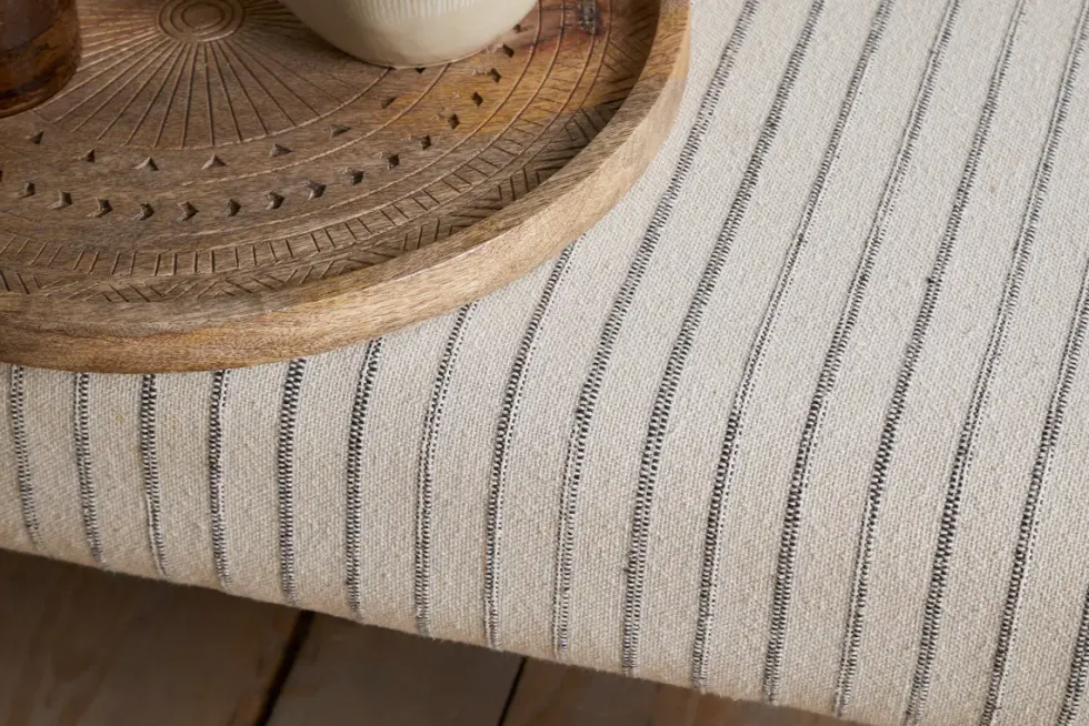 Sanja Stripe Upholstered Bench - Grey