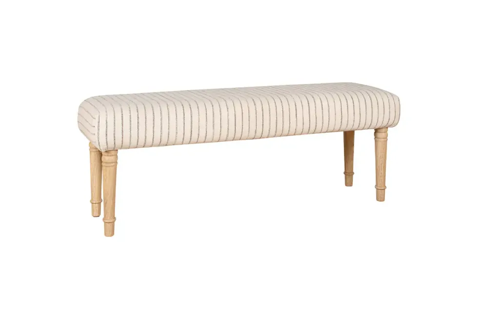 Sanja Stripe Upholstered Bench - Grey