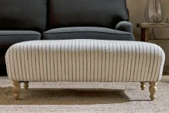 Sanja Stripe Upholstered Ottoman - Off White