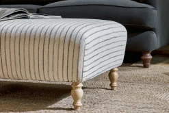 Sanja Stripe Upholstered Ottoman - Off White
