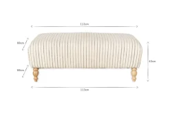 Sanja Stripe Upholstered Ottoman - Off White