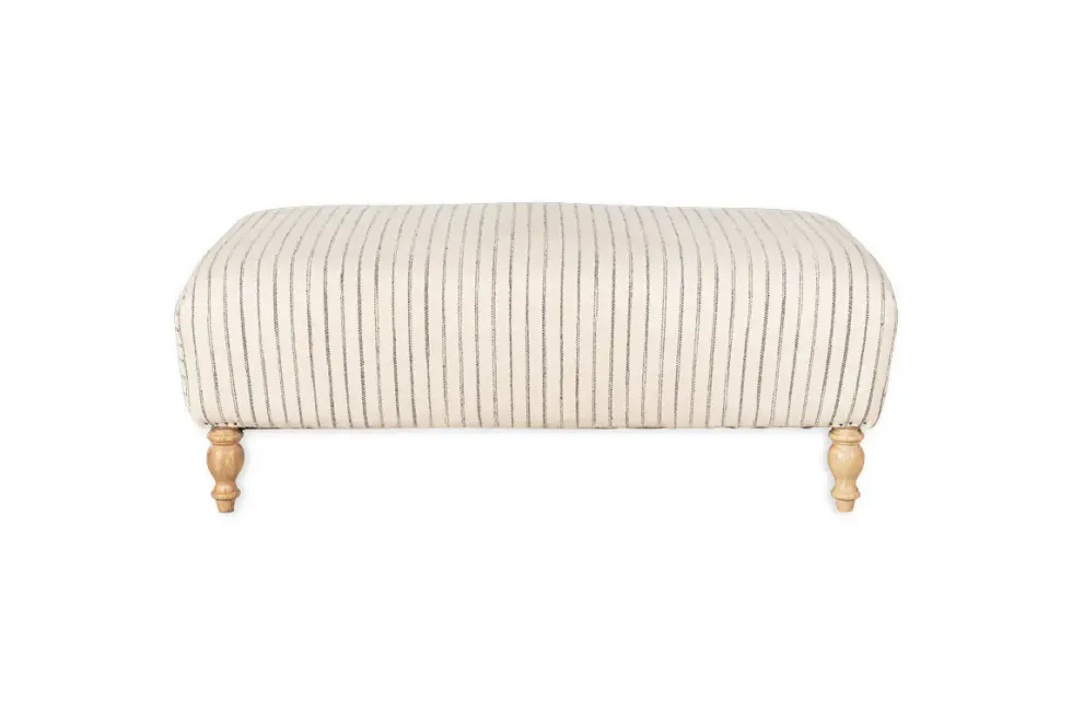 Sanja Stripe Upholstered Ottoman - Off White