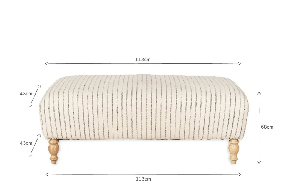 Sanja Stripe Upholstered Ottoman - Off White