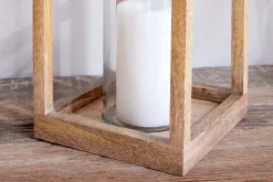 Sanora Mango Wood Lantern - Natural
