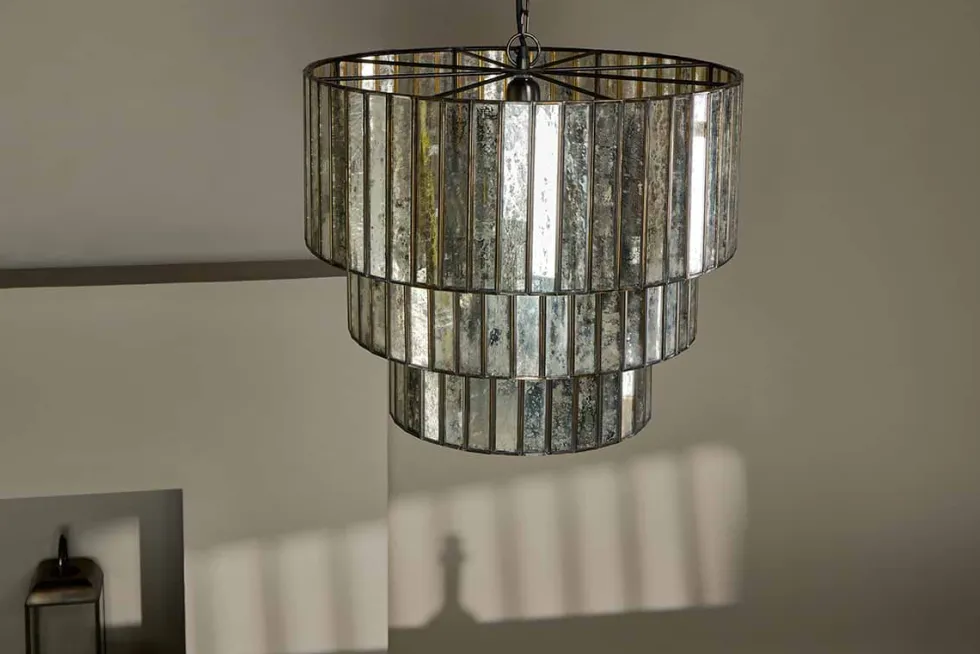 Shanaya Mottled Glass Chandelier - Antique Bronze