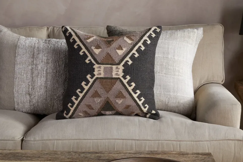 Shukhi Wool & Cotton Cushion Cover - Black & Brown