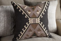 Shukhi Wool & Cotton Cushion Cover - Black & Brown