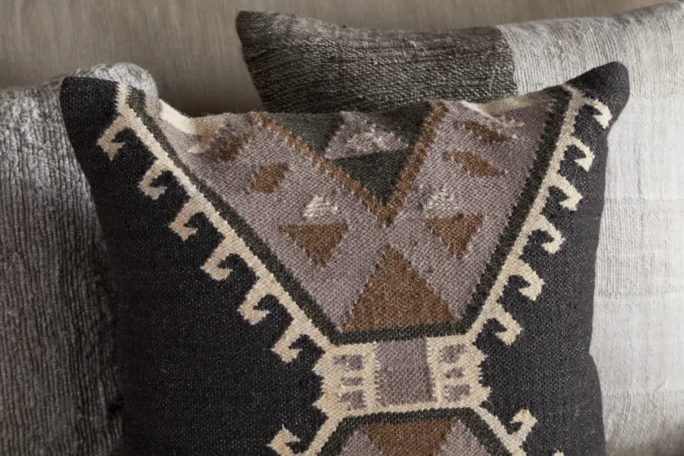 Shukhi Wool & Cotton Cushion Cover - Black & Brown