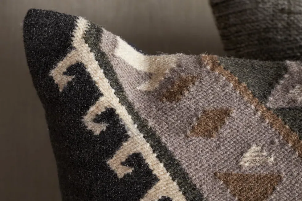 Shukhi Wool & Cotton Cushion Cover - Black & Brown