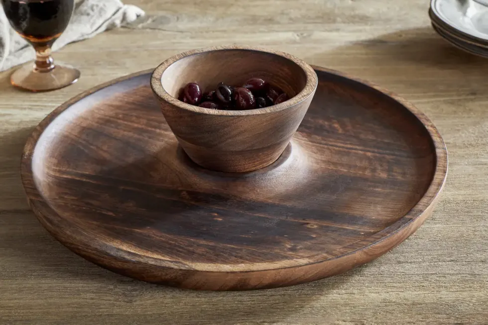 Sindar Serving Tray with Bowl - Natural