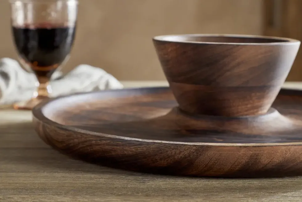 Sindar Serving Tray with Bowl - Natural