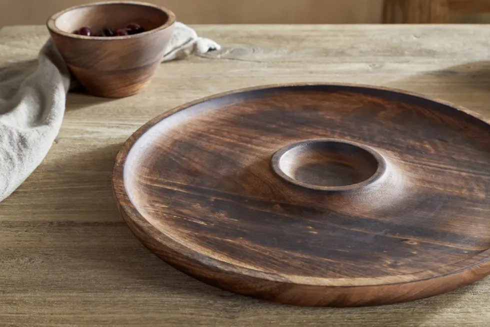 Sindar Serving Tray with Bowl - Natural