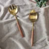 Soni Salad Servers - Gold & Acacia (Set of 2)
