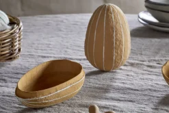 Surya Recycled Cotton Paper Side Opening Egg - Ochre & Cream