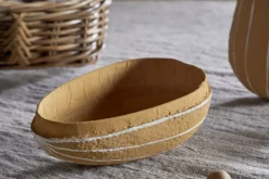 Surya Recycled Cotton Paper Side Opening Egg - Ochre & Cream