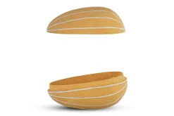 Surya Recycled Cotton Paper Side Opening Egg - Ochre & Cream