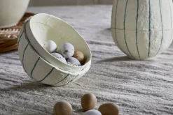 Surya Recycled Cotton Paper Standing Opening Egg - Teal & Cream
