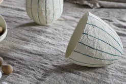 Surya Recycled Cotton Paper Standing Opening Egg - Teal & Cream