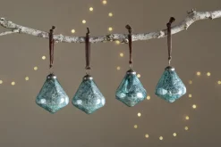 Tamti Baubles - Teal Crackle - (Set of 4)